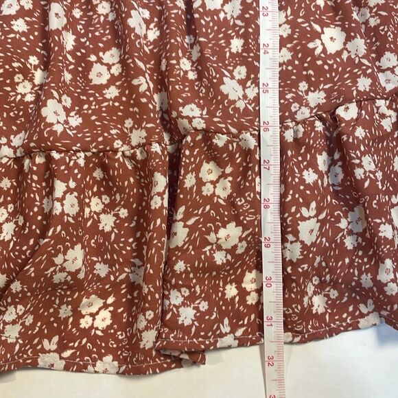 MINE Peasant Babydoll Milkmaid Off-the-shoulder Mini Tiered Dress Dusty Rose S - Picture 12 of 14